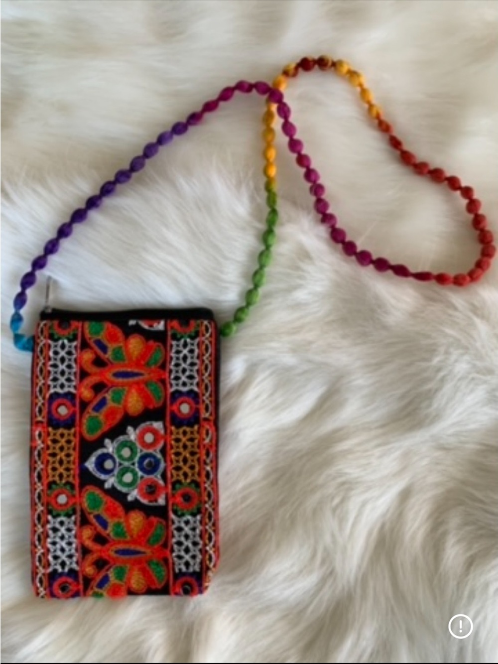 *NWOT Hand Embroidered Multicolor Crossbody Bag - Made in India